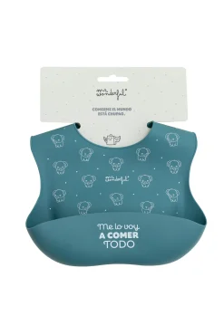 Babador de silicone azul - vou comer tudo