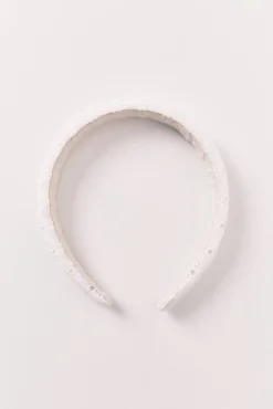 Bandolete de cabelo bordado suíço branco