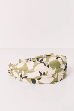Bandolete de cabelo estampado de flores verde