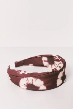 Bandolete de cabelo estampado de flores grená