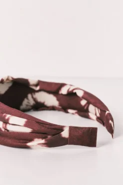Bandolete de cabelo estampado de flores grená