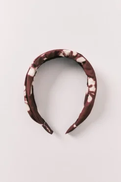 Bandolete de cabelo estampado de flores grená