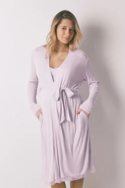 Bata midi "maternity" canelada lilás