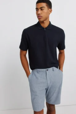 Bermudas de linho dobby comfort fit