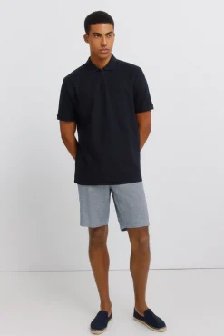 Bermudas de linho dobby comfort fit