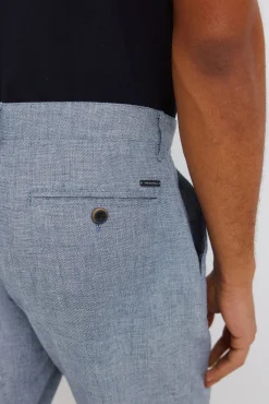 Bermudas de linho dobby comfort fit