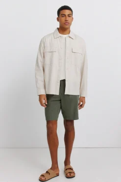 Bermudas de linho dobby comfort fit
