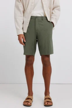 Bermudas de linho dobby comfort fit