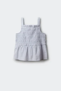 Blusa de alças às riscas oxford menina