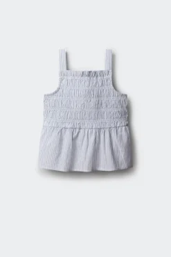 Blusa de alças às riscas oxford menina