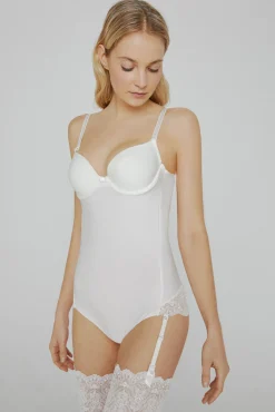 Body Ivette Bridal costas descobertas com copa push-up em branco