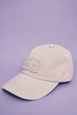 Boné em algodão com logo bordado bege