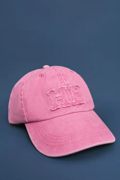 Boné rosa em algodão com logo bordado