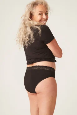 Braga menstrual encaje alta bambú negra absorción maxi