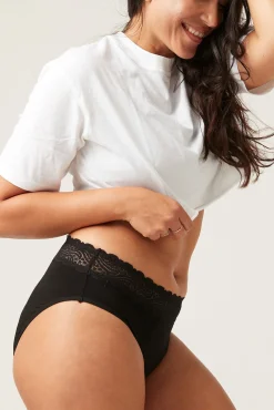 Braga menstrual encaje alta bambú negra absorción maxi