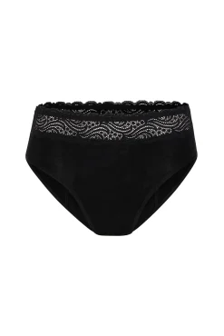 Braga menstrual encaje alta bambú negra absorción maxi