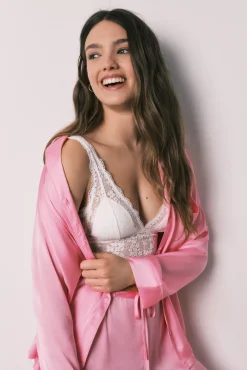 Bralette halter em renda branca