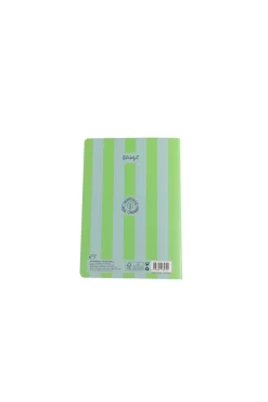 Caderno A5 riscas verdes e azuis