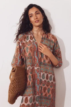 Caftan estampado amplo