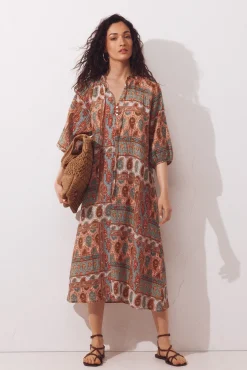 Caftan estampado amplo