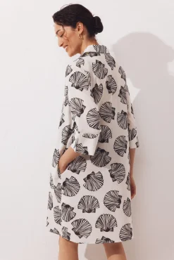 Caftan tipo camisa em algodão estampado