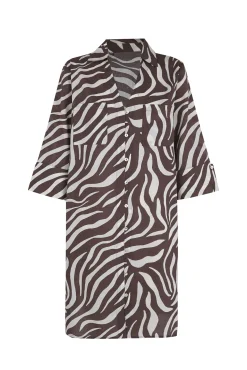 Caftan tipo camisa em algodão estampado