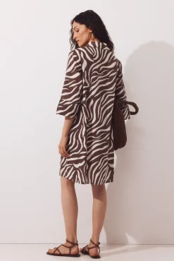 Caftan tipo camisa em algodão estampado