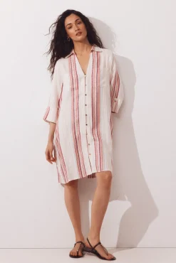 Caftan tipo camisa em lurex
