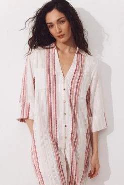 Caftan tipo camisa em lurex