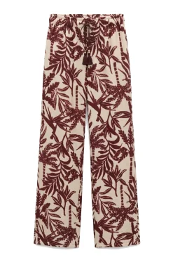 Calça comprida estampada grená