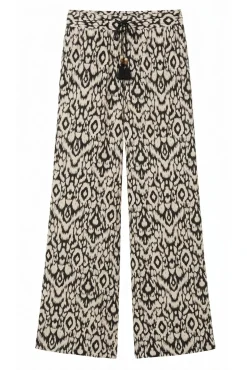 Calça comprida estampada preta