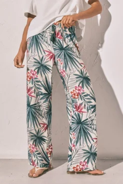 Calça comprida estampada verde