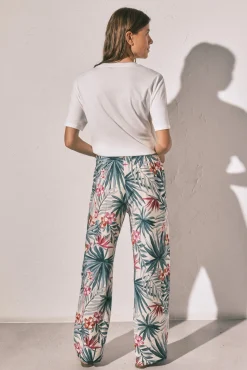 Calça comprida estampada verde