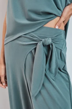 Calça comprida palazzo soft touch verde