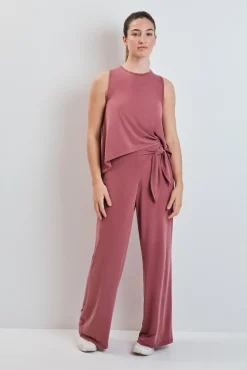 Calça comprida palazzo soft touch grená