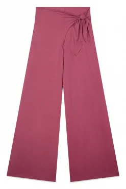 Calça comprida palazzo soft touch grená