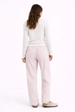 Calça de algodão às riscas