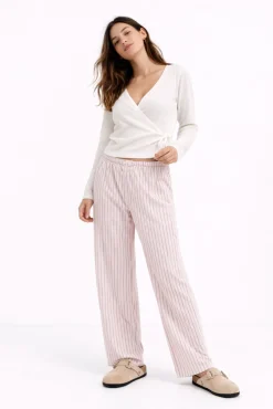 Calça de algodão às riscas