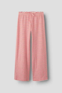 Calça de malha às riscas e cintura elástica