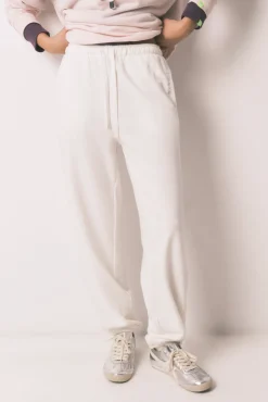 Calça jogger de moletão de algodão branco
