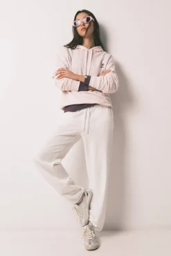 Calça jogger de moletão de algodão branco