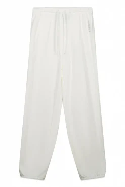Calça jogger de moletão de algodão branco