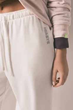 Calça jogger de moletão de algodão branco
