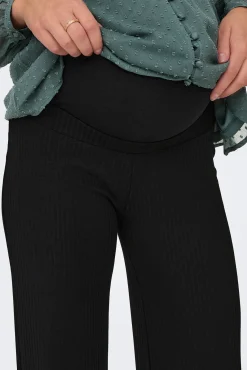 Calça pré-mamã de cintura alta com corte largas