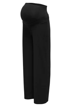Calça pré-mamã de cintura alta com corte largas