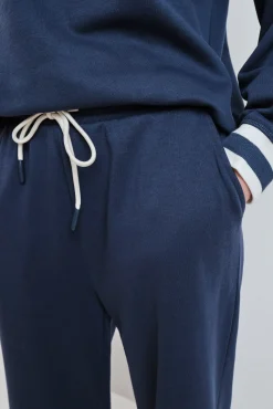 Calça reta em felpa azul
