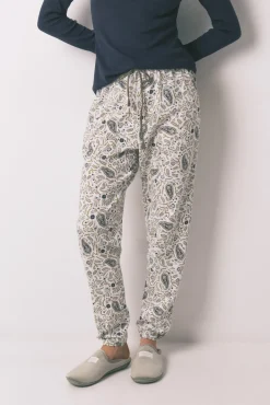 Calças compridas em algodão estampado Paisley