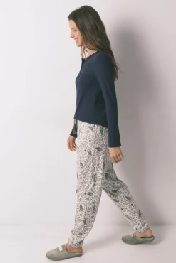 Calças compridas em algodão estampado Paisley