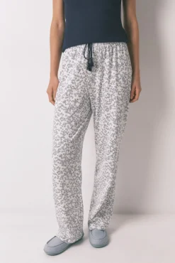 Calças compridas em algodão estampado floral