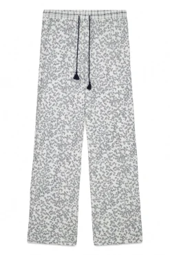 Calças compridas em algodão estampado floral
